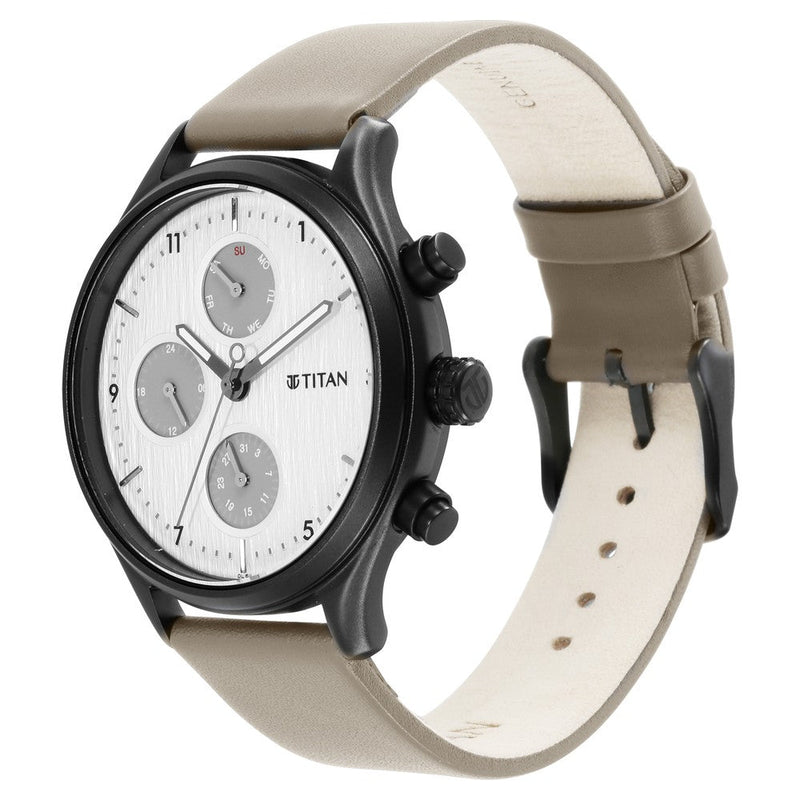 Titan Neo Silver Multi Leather Strap Watch for Men