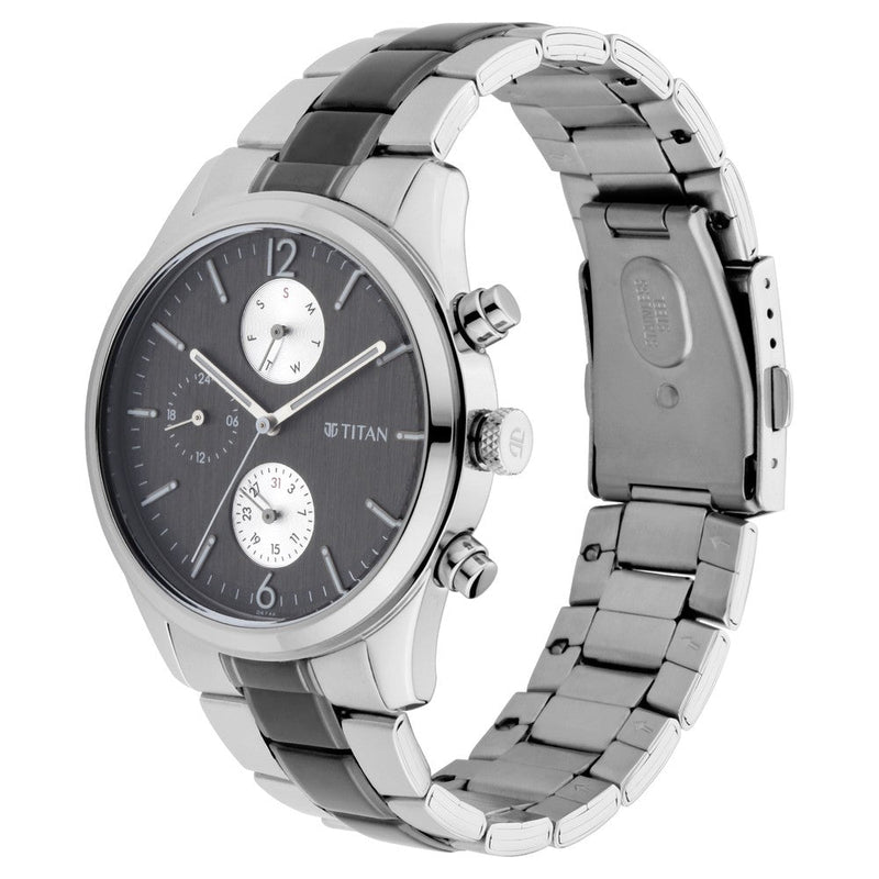 Titan Workwear Anthracite Dial Multi Metal Strap watch for Men