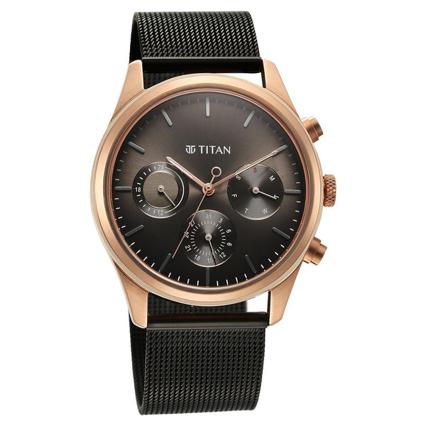 Titan Noir Anthracite Dial Analog Stainless Steel Strap Watch for Men