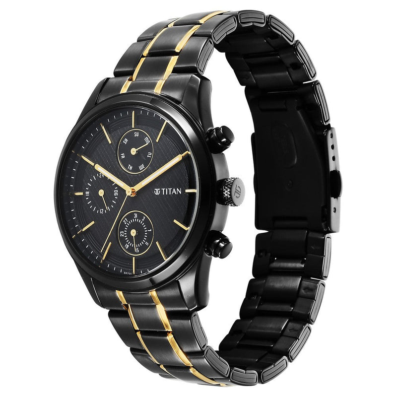 Titan Quartz Analog with Day and Date Black Dial Watch for Men