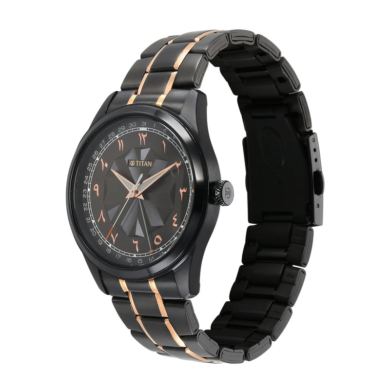 Marhaba Black Dial Metal Strap Watch