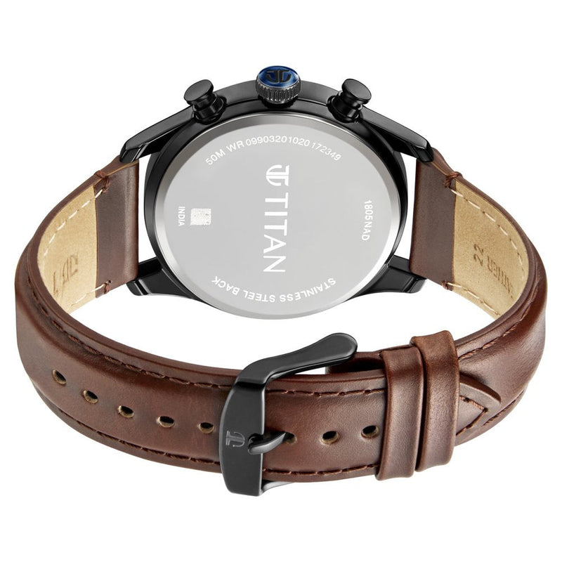 Titan Elmnt Brown Dial Analog Leather Strap Watch for Men