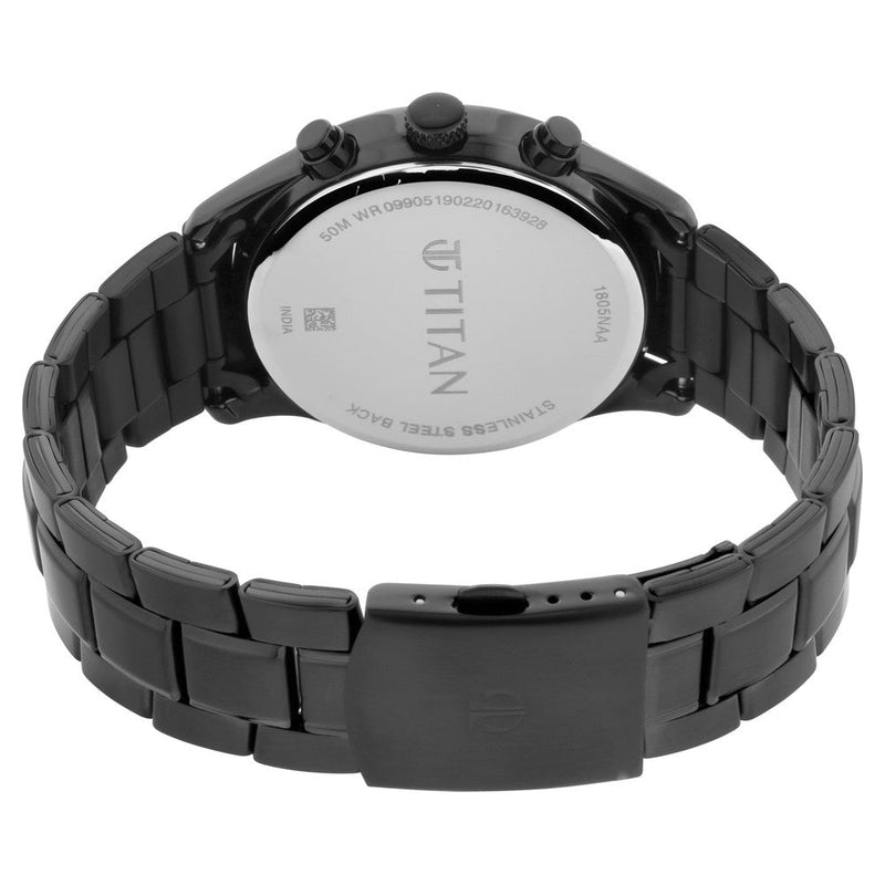 Titan Quartz Multifunction Black Dial Metal Strap Watch for Men