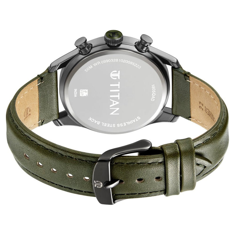 Titan Elmnt Green Dial Analog Leather Strap watch for Men