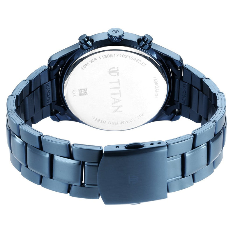 Titan Neo Splash Blue Dial Analog Quartz Stainless Steel Strap watch for Men