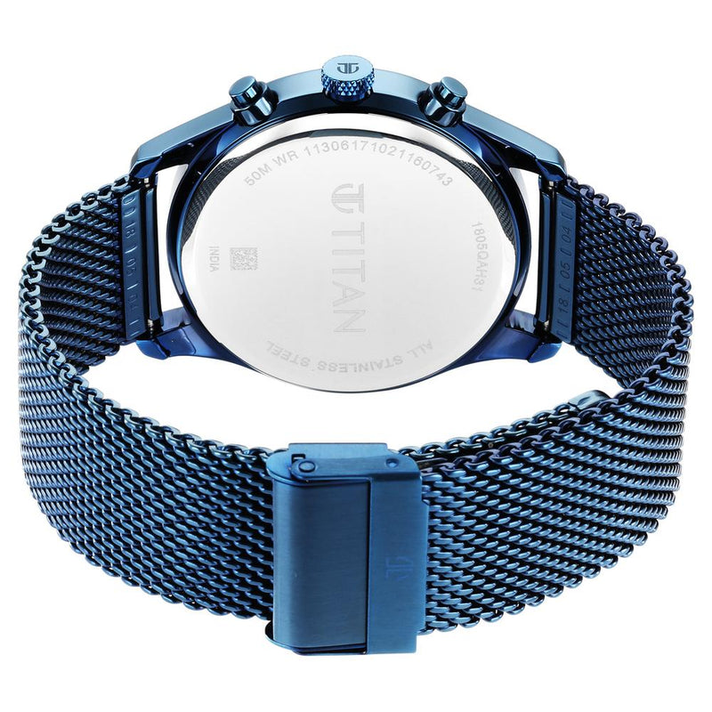 Titan Neo Splash Blue Dial Analog with Date Stainless Steel Strap watch for Men