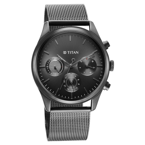 Titan Quartz Analog Anthracite Dial Stainless Steel Strap Watch for Men