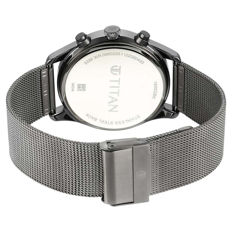 Titan Quartz Analog Anthracite Dial Stainless Steel Strap Watch for Men