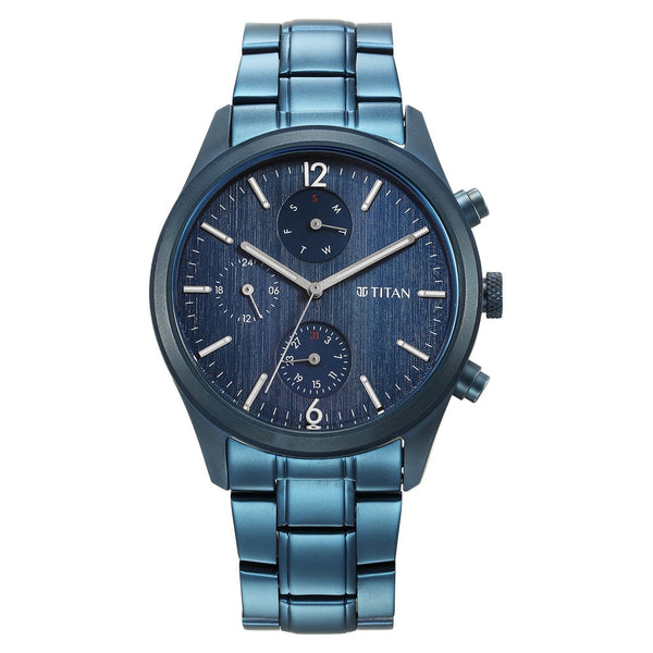 Titan Neo Splash Blue Dial Multi Stainless Steel Strap Watch for Men