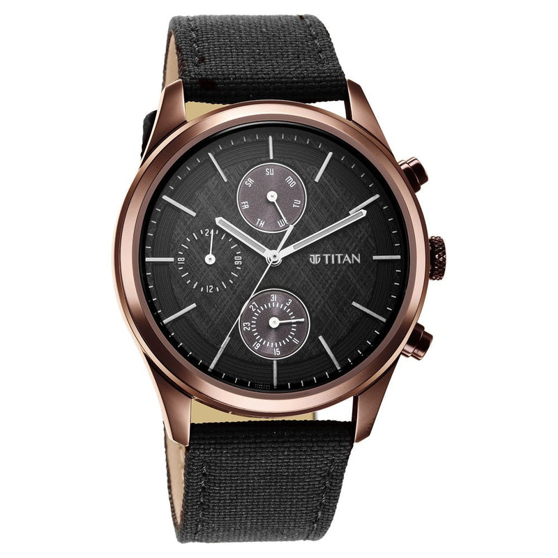 Titan Neo Splash Black Dial Analog Quartz Fabric Strap Watch for Men