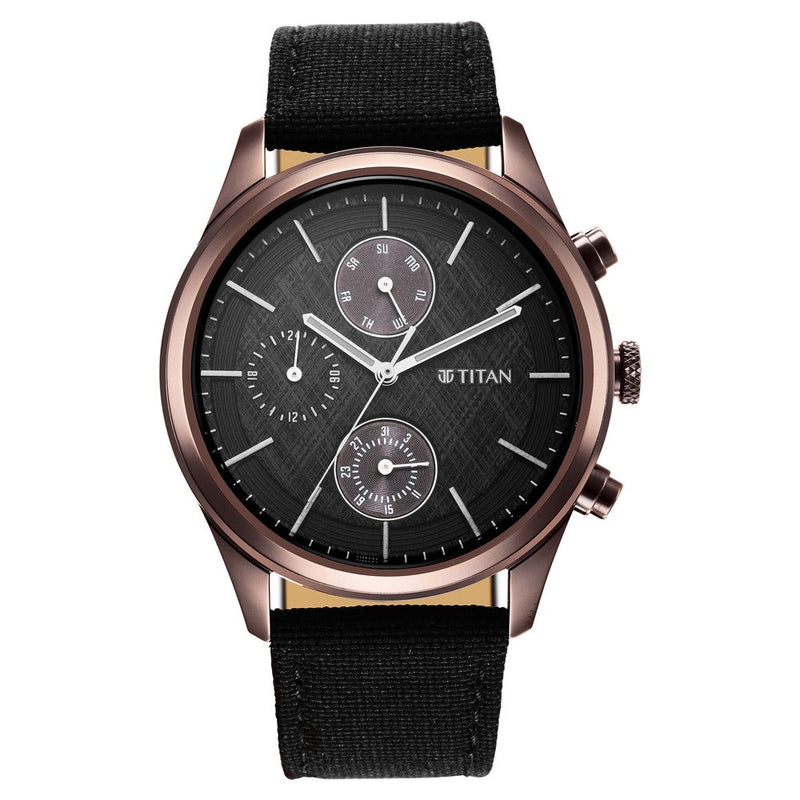 Titan Neo Splash Black Dial Analog Quartz Fabric Strap Watch for Men