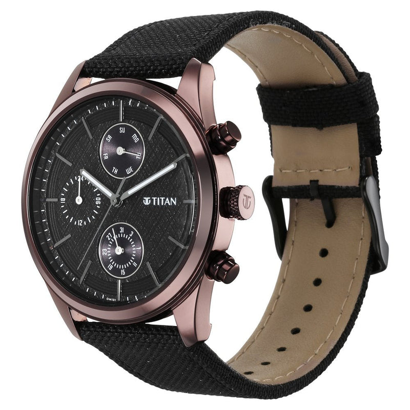 Titan Neo Splash Black Dial Analog Quartz Fabric Strap Watch for Men