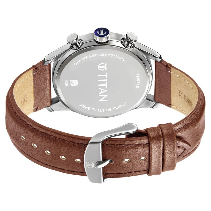 Titan Elmnt Metal Brown Leather Strap watch for Men