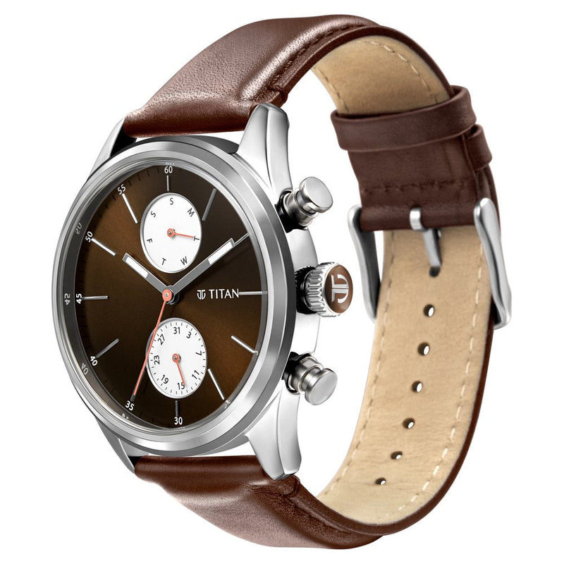 Titan Quartz Analog Leather Strap Watch for Men