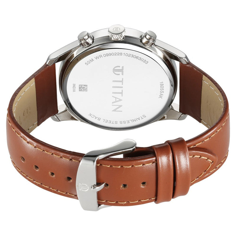 Titan Wrist Wit Quartz Analog with Day and Date Grey Dial Leather Strap Watch for Men