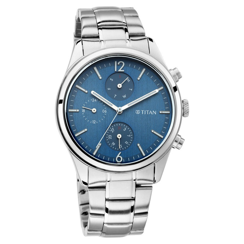 Titan Workwear Blue Dial Multi Metal Strap watch for Men