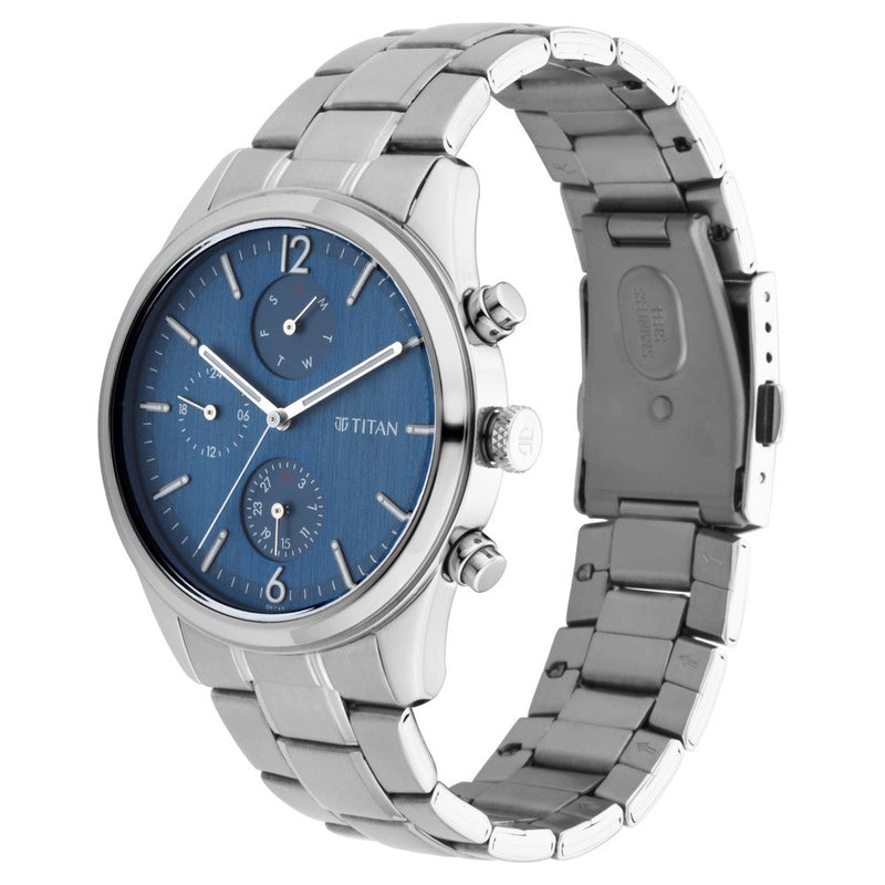 Titan Workwear Blue Dial Multi Metal Strap watch for Men