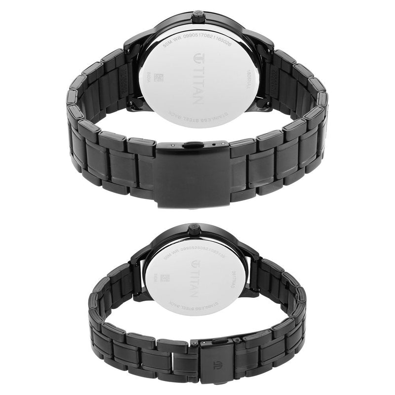 Titan Bandhan Anthracite Dial Analog Stainless Steel Strap Watch for Couple