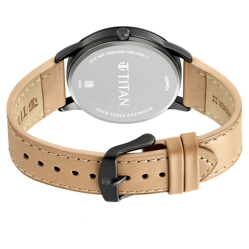 Titan Elmnt Off White Dial Analog Leather Strap watch for Men