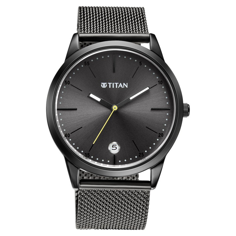 Titan Elmnt Gun Metal Analog Stainless Steel Strap watch for Men