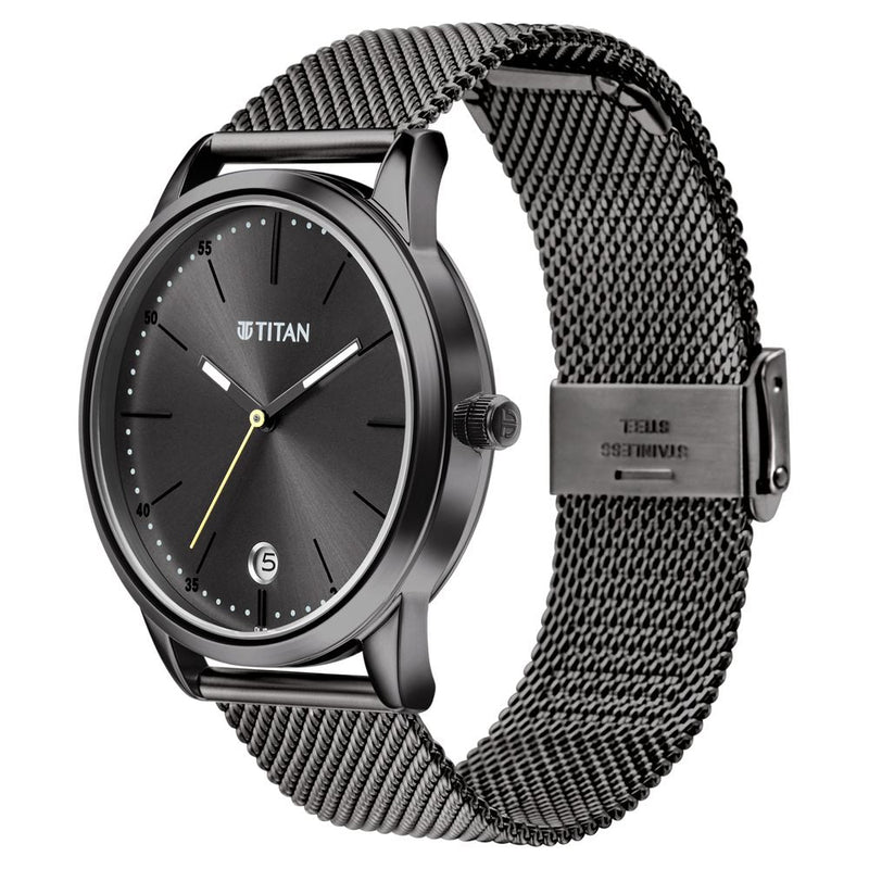 Titan Elmnt Gun Metal Analog Stainless Steel Strap watch for Men