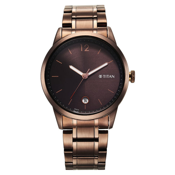 Titan Neo Splash Brown Dial Analog Stainless Steel Strap Watch for Men