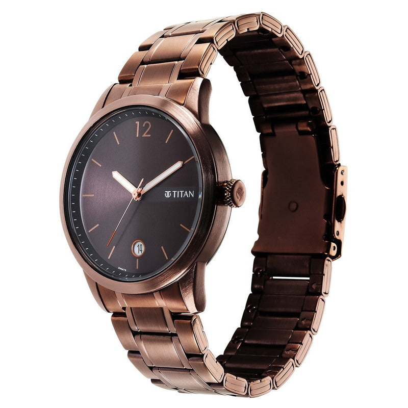 Titan Neo Splash Brown Dial Analog Stainless Steel Strap Watch for Men