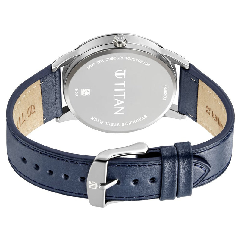 Titan Elmnt Blue Dial Analog Leather Strap watch for Men