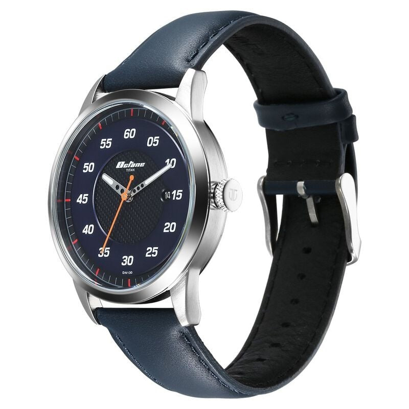 Titan Octane Quartz Analog with Date Blue Dial With Blue Leather Strap Watch For Men