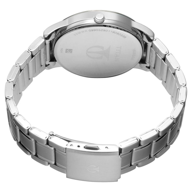 Titan Quartz Analog with Date White Dial Stainless Steel Strap Watch for Men