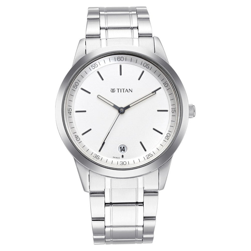 Titan Minimals White Dial Analog Metal Strap watch for Men