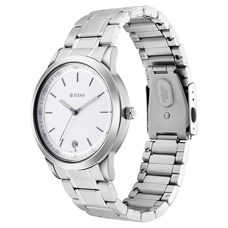 Titan Minimals White Dial Analog Metal Strap watch for Men