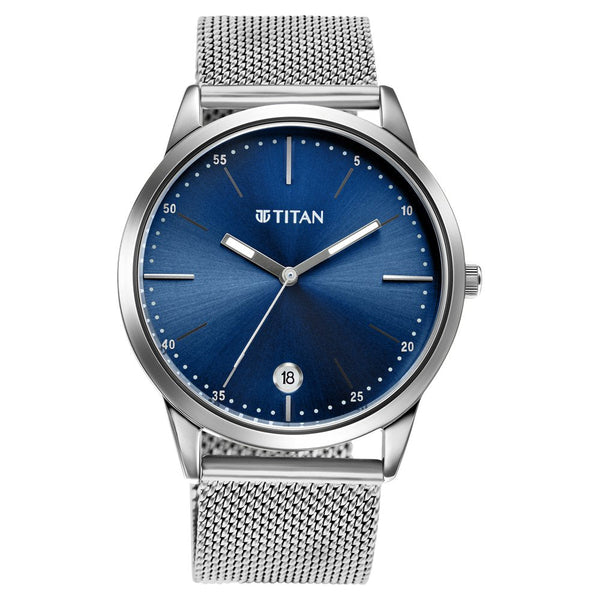 Titan Elmnt Blue Dial Analog Stainless Steel Strap Watch for Men