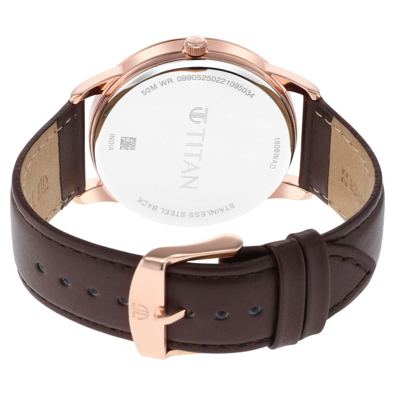 Titan Crescent Analog Quartz Leather Strap watch for Men