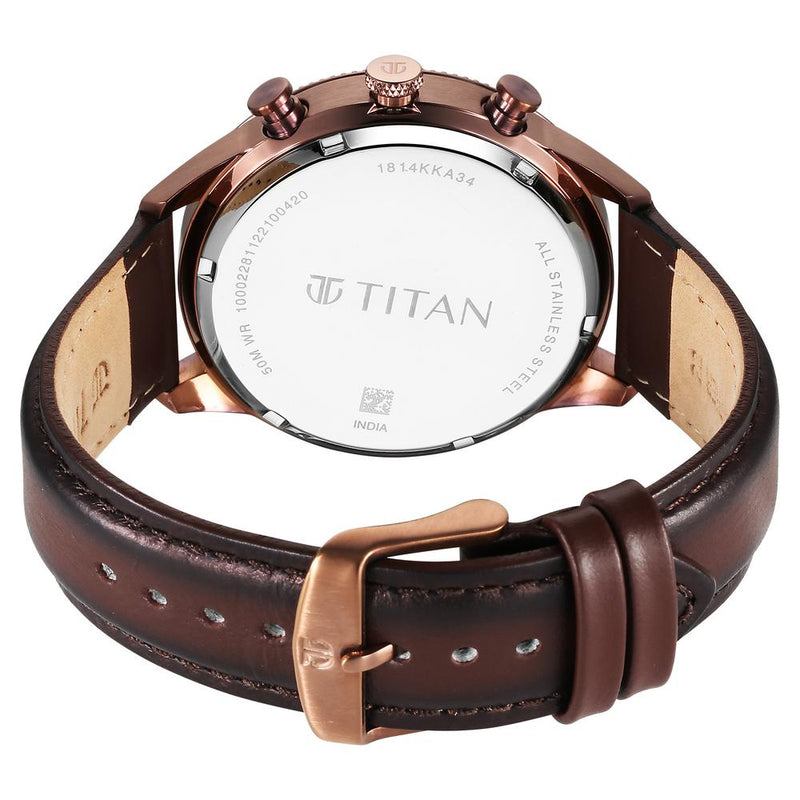 Titan Quartz Analog Black Dial Leather Strap Watch for Men