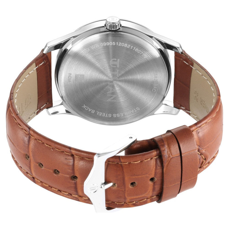 Titan Trendsetters Light Rose Gold Dial Analog Leather Strap watch for Men