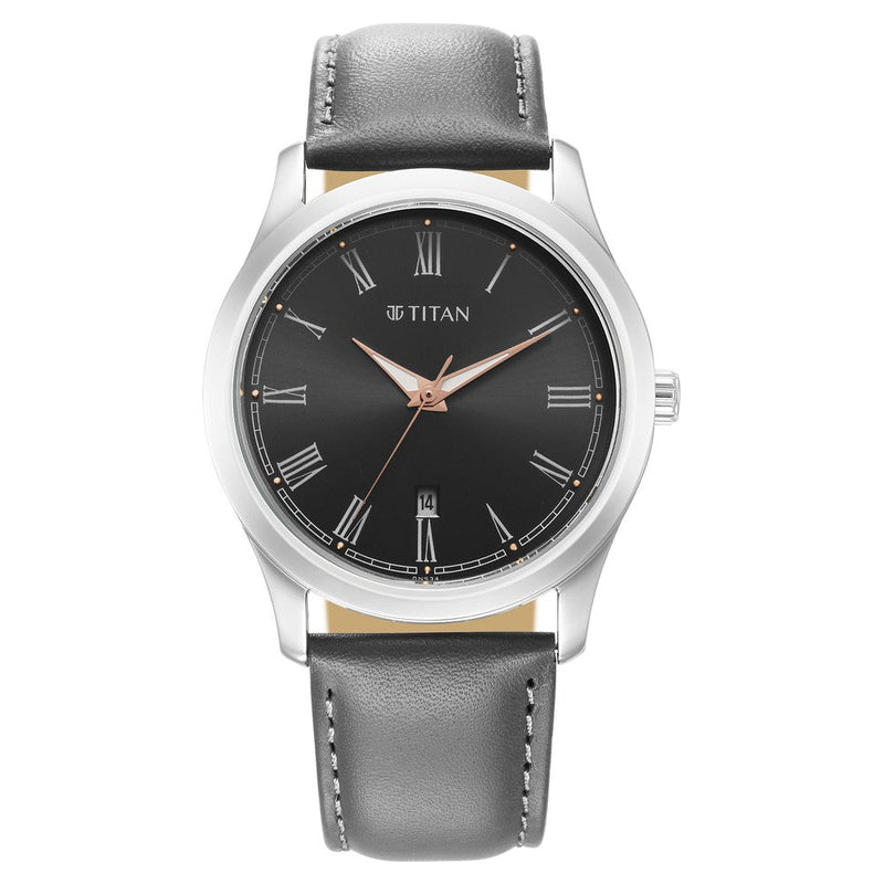 Titan Urban Grey Dial Analog Leather Strap Watch for Men