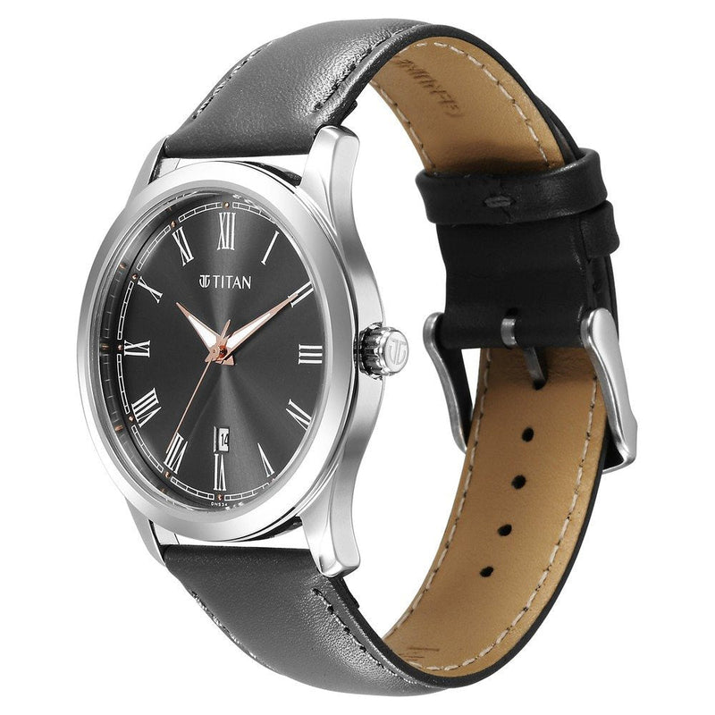 Titan Urban Grey Dial Analog Leather Strap Watch for Men