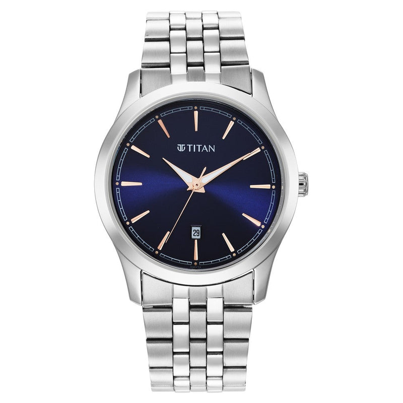 Titan Trendsetters Blue Dial Analog Stainless Steel Strap watch for Men