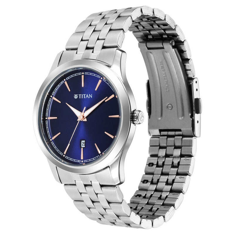 Titan Trendsetters Blue Dial Analog Stainless Steel Strap watch for Men