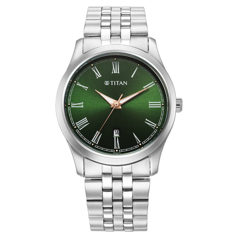 Titan Urban Green Dial Analog Metal Strap Watch for Men