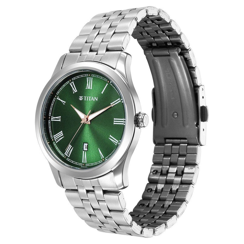 Titan Urban Green Dial Analog Metal Strap Watch for Men