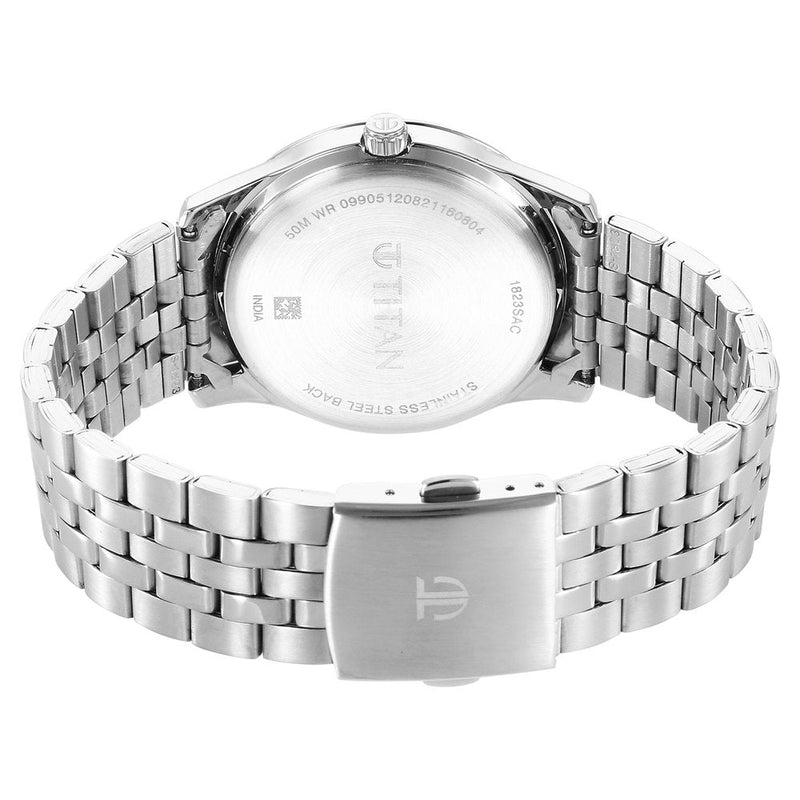 Titan Urban Analog Silver White Dial Metal Strap Watch for Men