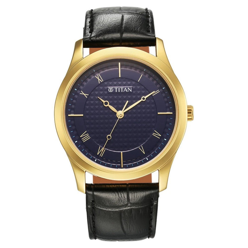 Titan Karishma Blue Dial Analog Leather Strap watch for Men