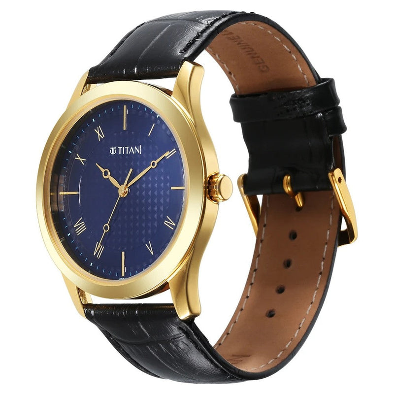 Titan Karishma Blue Dial Analog Leather Strap watch for Men