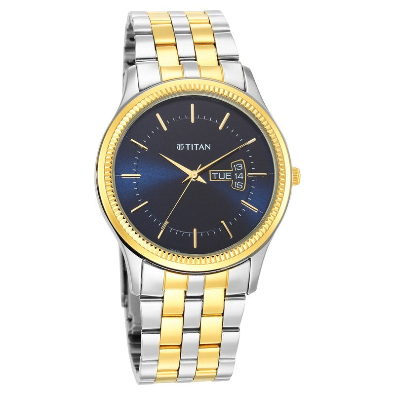 Titan Karishma Blue Dial Analog Stainless Steel Strap watch for Men