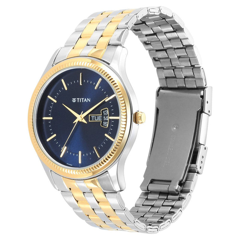 Titan Karishma Blue Dial Analog Stainless Steel Strap watch for Men