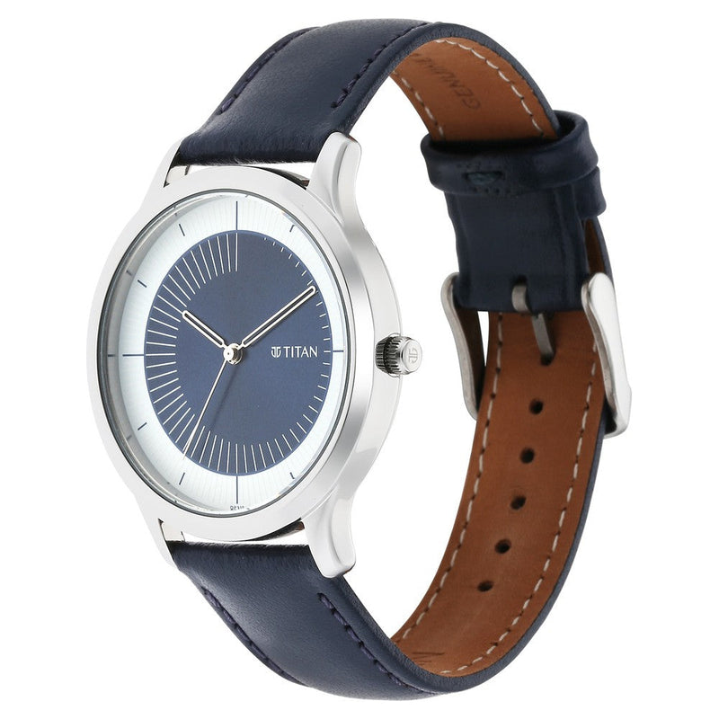 Titan Yin & Yang Blue Dial Analog Leather Strap Watch for Men