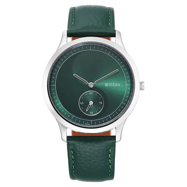 Titan Yin & Yang Green Dial Analog Leather Strap Watch for Men