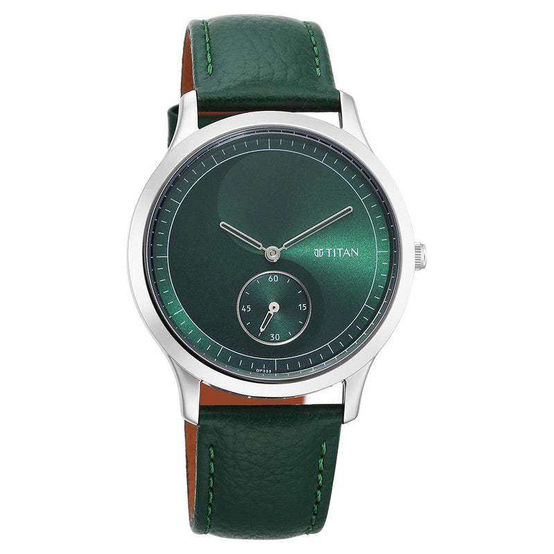 Titan Yin & Yang Green Dial Analog Leather Strap Watch for Men